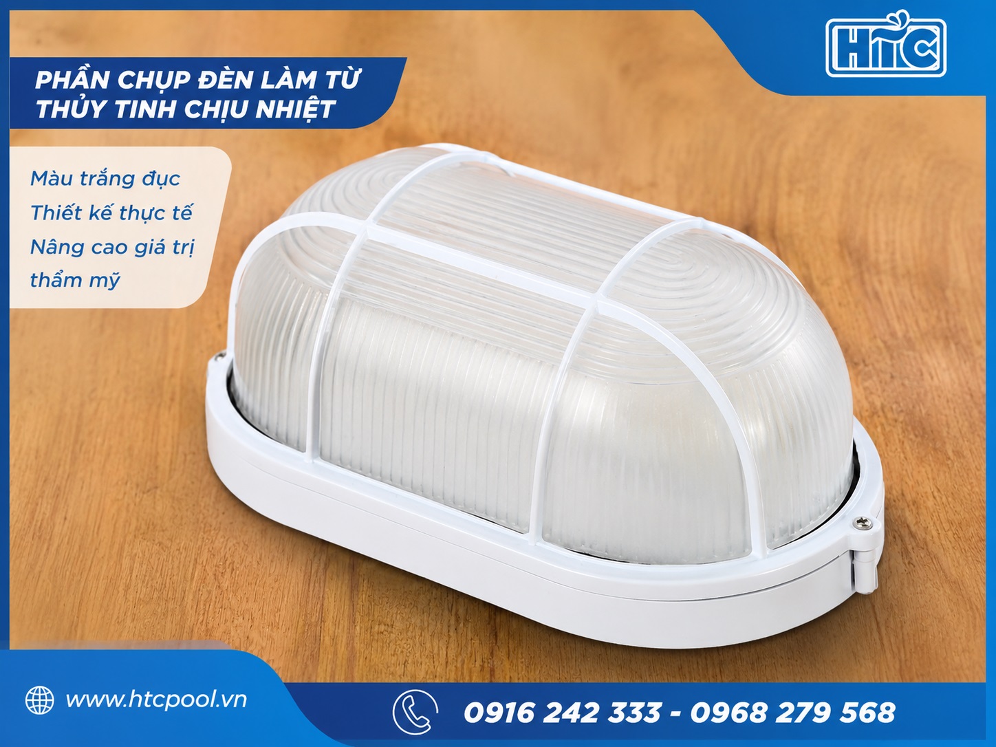 Đèn phòng xông hơi ướt có chụp đèn bằng thủy tinh chịu nhiệt.