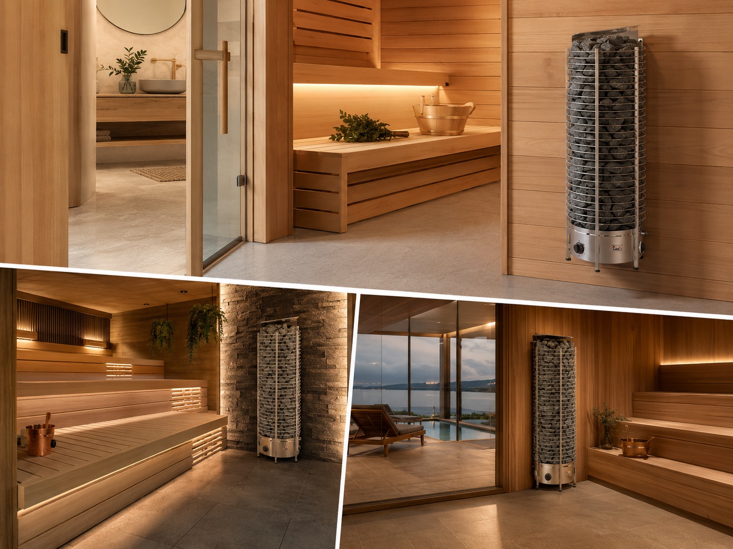 Máy xông hơi khô Sawo Tower Wall được sử dụng trong nhiều không gian sauna.