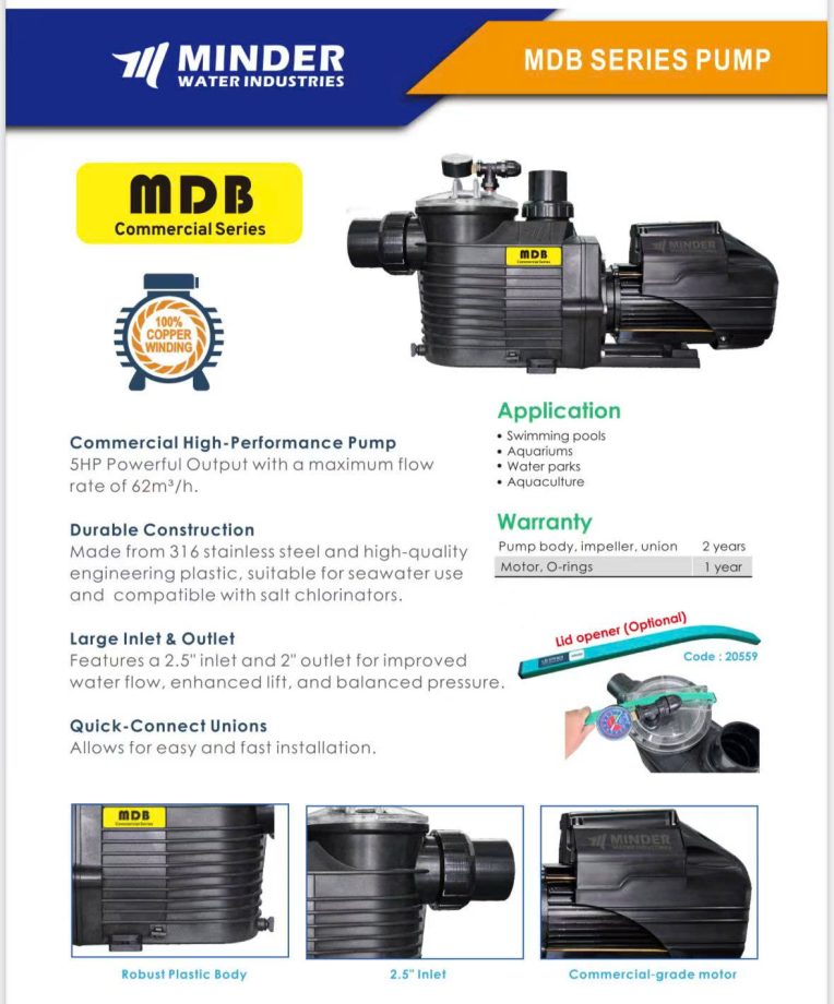 Máy bơm hồ bơi Minder MDB