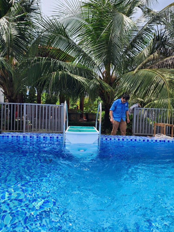 Máy lọc nước hồ bơi nhà chị Vân