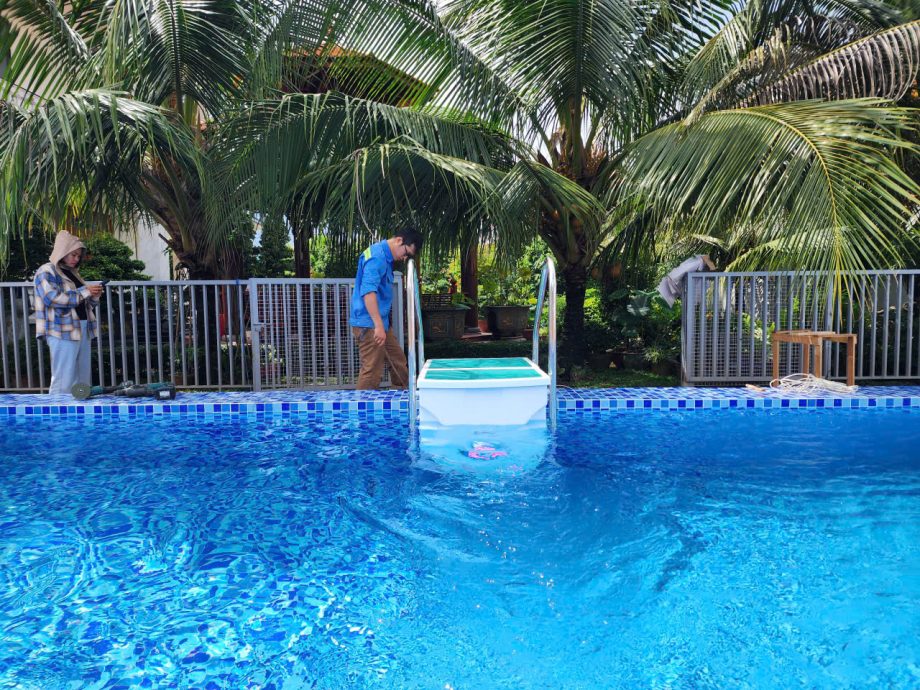 Máy lọc nước hồ bơi nhà chị Vân