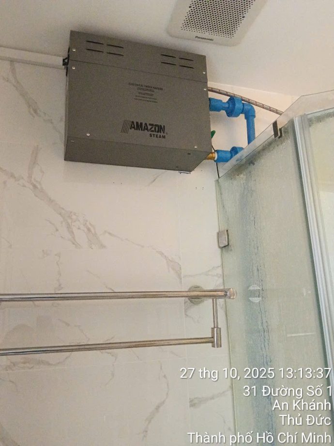 Lắp đặt máy xông hơi Amazon gia đình anh Khánh