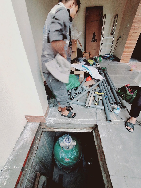 Thi công hồ bơi gia đình chị Thảo