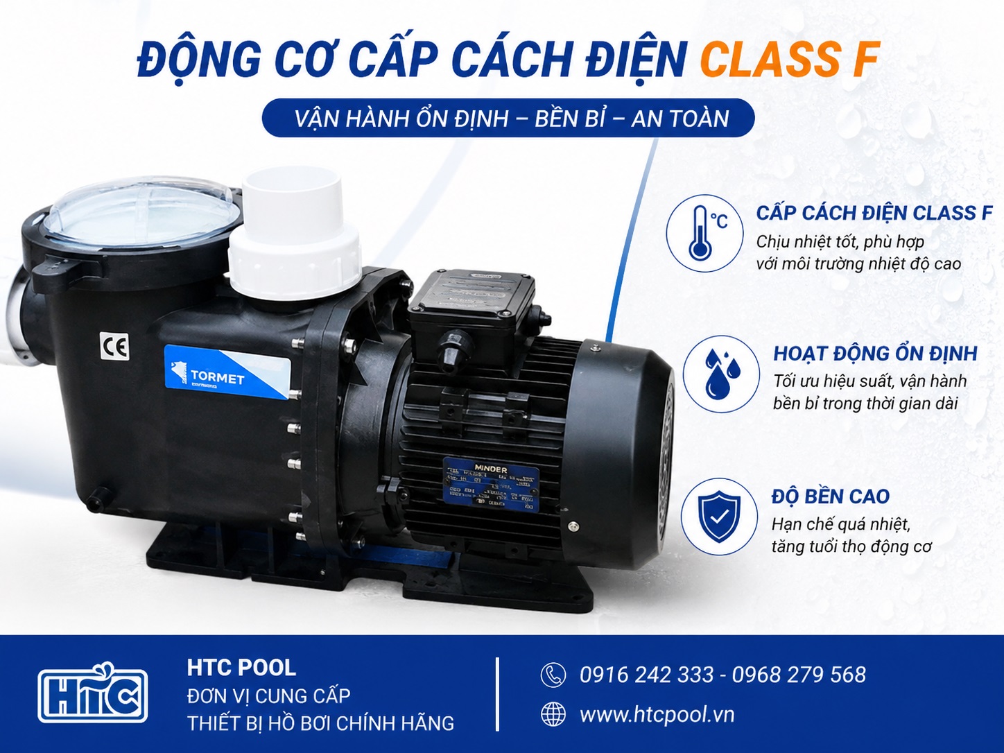 Động cơ cấp cách điện của máy bơm MTX Series giúp máy hoạt động ổn định trong điều kiện nhiệt độ và độ ẩm cao.