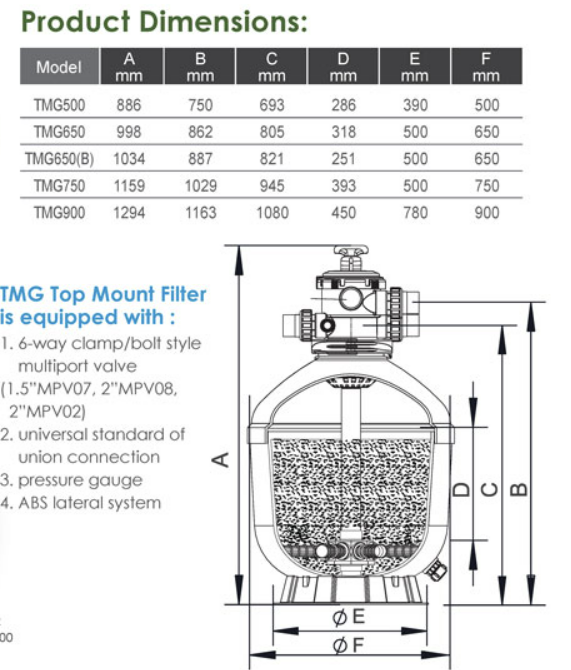 Bình lọc hồ bơi Emaux TMG Series