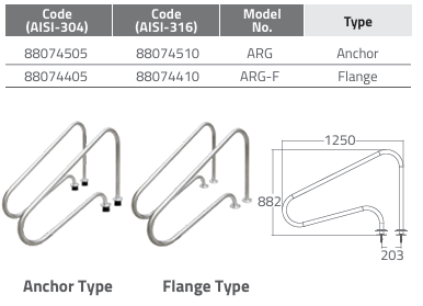 Tay vịn hồ bơi Emaux ARG Series