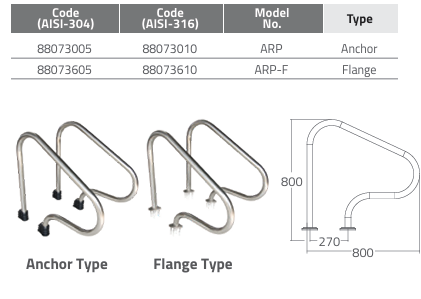 Tay vịn hồ bơi Emaux ARP Series