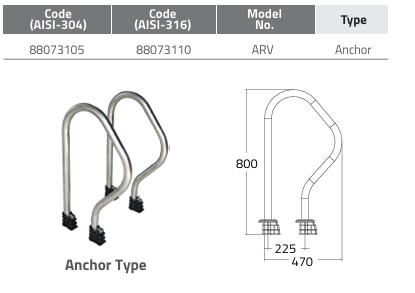 Tay vịn hồ bơi Emaux ARV Series