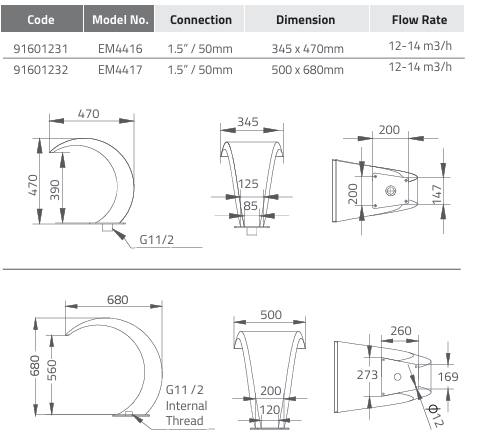 Thác nước cong Emaux 4416