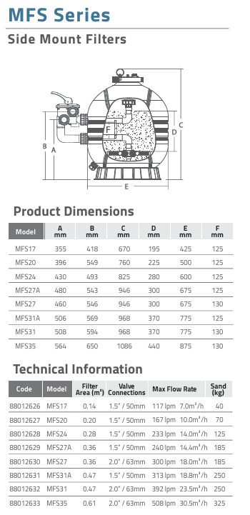 Bình lọc hồ bơi Emaux MFS Series