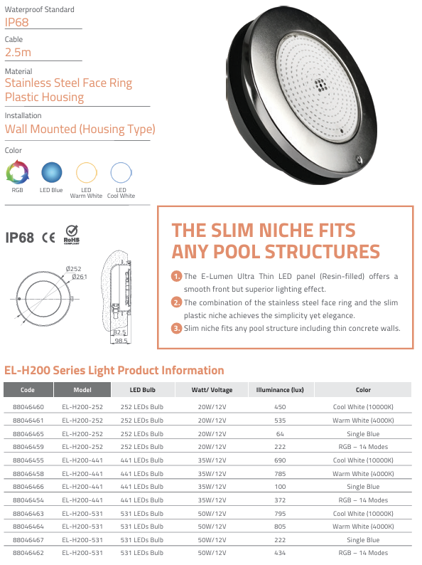 Đèn hồ bơi Emaux EL-H series