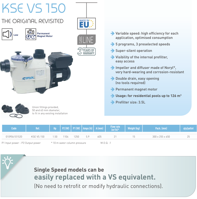 Máy bơm hồ bơi Kripsol KSE 150