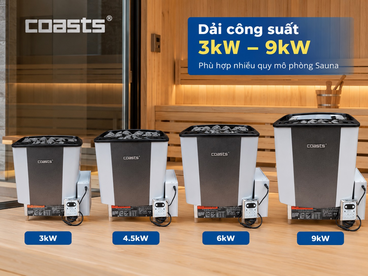 Máy xông hơi khô Coasts CA-A Series có nhiều công suất.